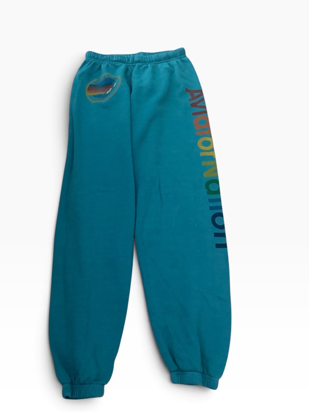Aviator Nation Turquoise Sweatpants Venice Logo Joggers Size Large